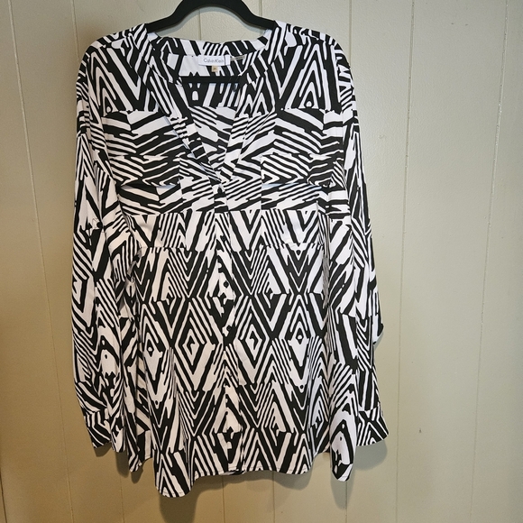 Calvin Klein Tops - Calvin Klein Abstract Print Blouse, Women's, Size 2X, Black & White